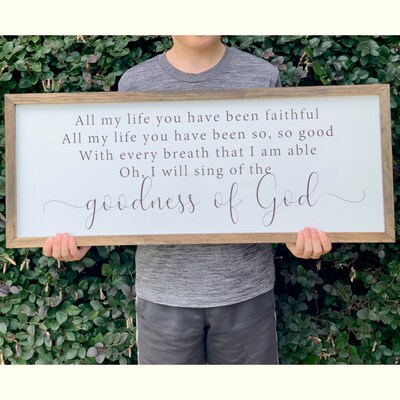 Goodness of God Sign | Rustic Home Decor | Farmhouse Wood Sign |  Religious Sign - image1